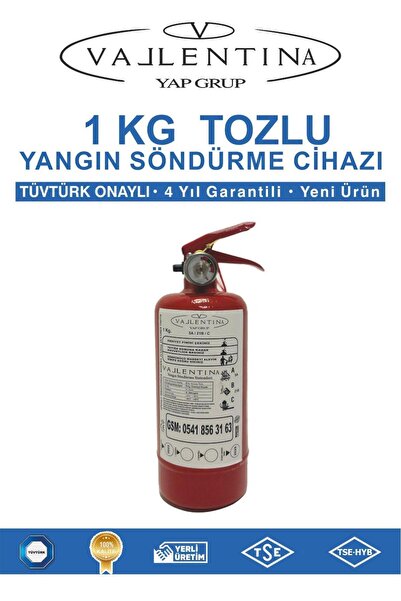 VALLENTİNA 1 KG YANGIN SÖNDÜRME CİHAZI TSE-HYB/CE BELGELİ 4 YIL GARANTİLİ (TÜ...