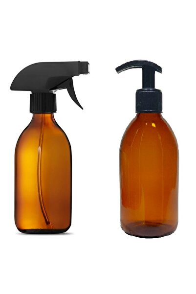 JUIWI 2li Temizlik Seti Çok Amaçlı Amber Boş Cam Şişe Sprey Fıs Fıs Başlık ve...