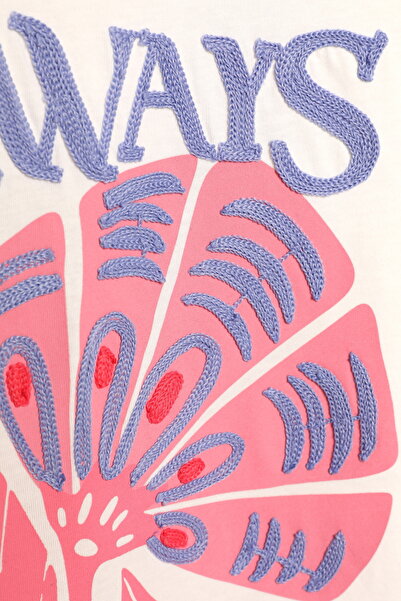 Quzu Μπλουζάκι με κέντημα με λουλούδια εκρού