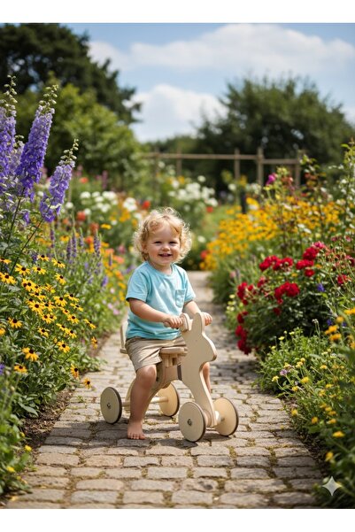 MukoToys Montessori Çocuk Denge Bisikleti 2-6 Yaş | MDF Tavşan Başlıklı Tasarım