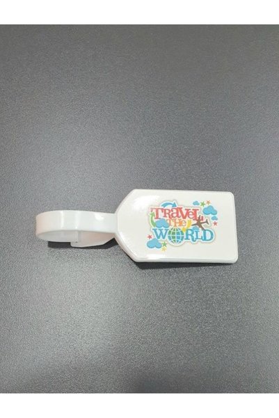 Seyahataksesuar Travel Accessories White Travel the World Themed Luggage Bag Suitcase Tag