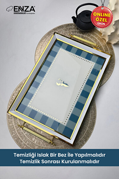 Enza Modern Çay Kahve Kahvaltılık Ve Sunum Tepsisi 48x29 CM
