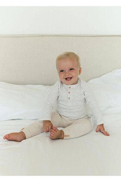 MANGO Baby Pamuklu çizgili bebek body
