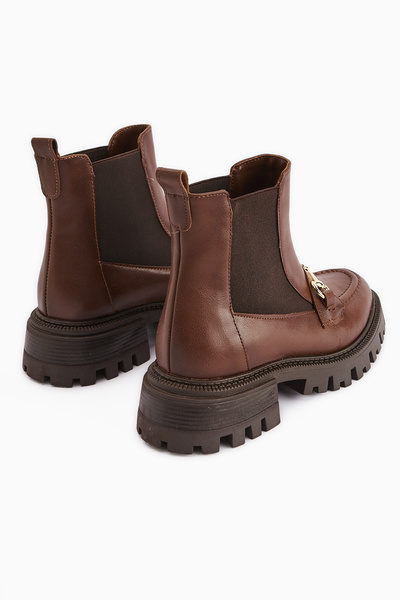 Limoya Γυναικείες μπότες Lemonie Tan Buckle με λεπτομέρεια ελαστικής έλξης, γυναικεία μποτάκια