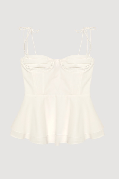 Quzu Underwire Tie-Up Blouse Ecru
