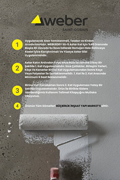 WEBER Dry SS-5 20 Kg Beyaz | Süper Elastik Su Yalıtım Çatı İzolasyon Malzemesi | Çift Komponentli