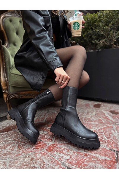 BeBeQ Store Dámské boty Morgan Black Matte s tlustou podrážkou