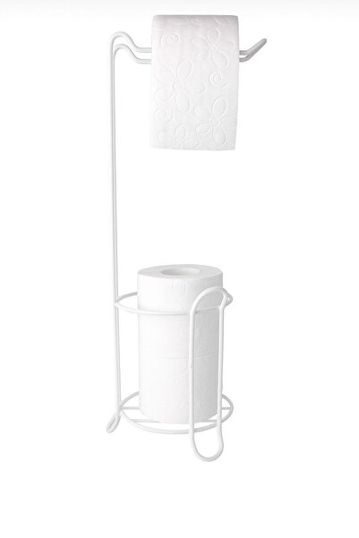 FERONYA Βάση χαρτιού υγιεινής 55 εκ. με λευκά μεταλλικά πόδια και βάση ανταλλακτικού ρολού |   Μοντέρνο αξεσουάρ μπάνιου