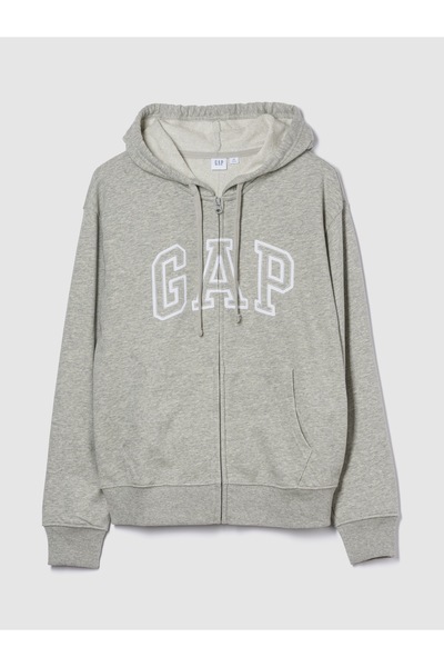 GAP Kadın Gri Gap Logo Relaxed Fermuarlı Sweatshirt