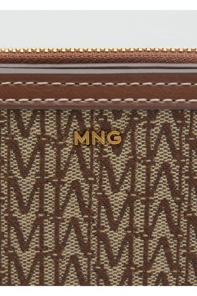 MANGO Woman Küçük boy logo desenli jakar cüzdan