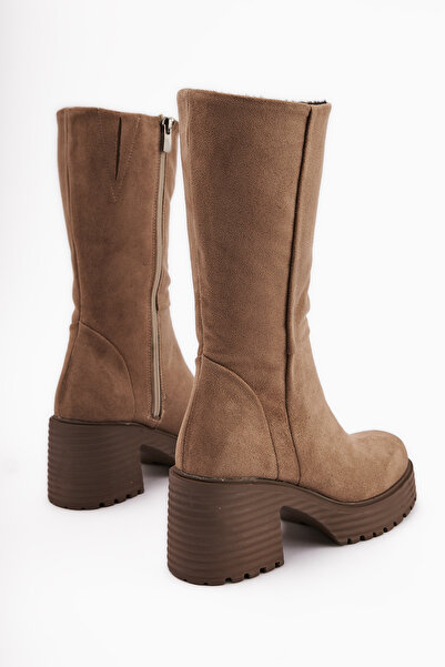 Limoya Roseann Vizon Süet Kalın Tabanlı Platformlu Uzun Bot Kadın Çizme
