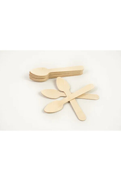 Mu Art Ahşap 100 Pieces Wooden Ice Cream Spoon 110mm