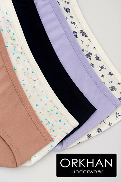 ORKHAN Kadın Külot , Kadın Yüksek Bel Pamuklu Yumuşak Kumaş 5'li Paket Külot, Hipster