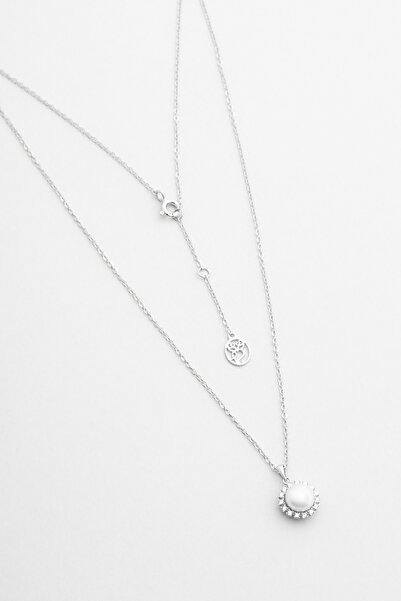 So CHIC... Vintage İnci 18 Ayar Beyaz Altın Kaplama 45 Cm Gümüş Minimal Kolye