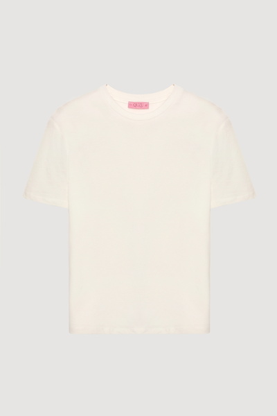 Quzu Велосипедний комір Oversize Basic футболка Екрю