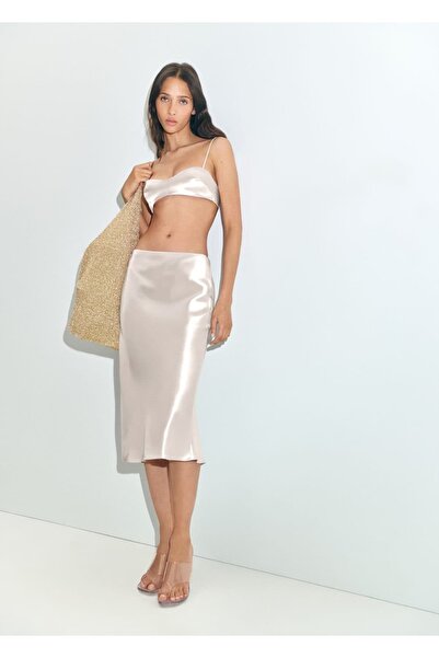 MANGO Woman Satin Midi Skirt