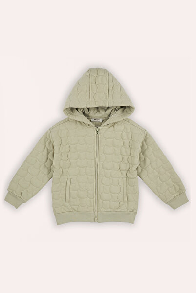 Panço Erkek Çocuk Kedi Kapitoneli Fermuarlı Yeşil Sweatshirt