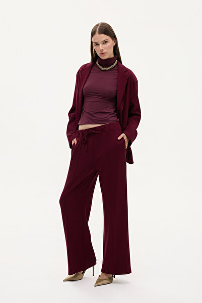 Quzu Pantaloni largi cu textura moale, cu cusaturi, cireșe