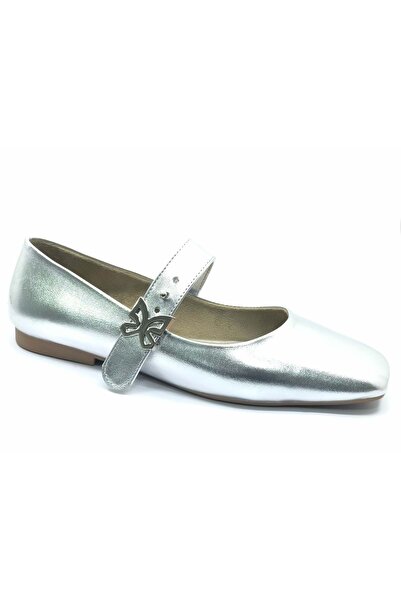 Kids Club Shoes Dámské balerínové boty Feles Belt Detailed Blunt Toe SILVER