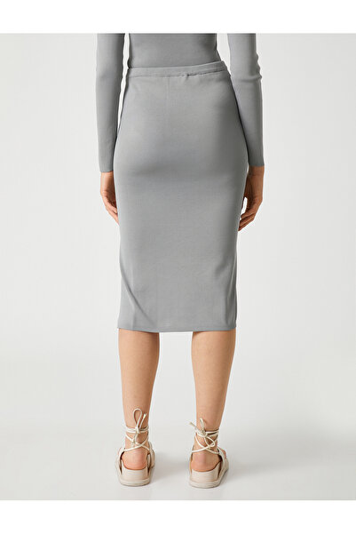 Koton Sukně z úpletu Midi Slit Detailně žebrovaný