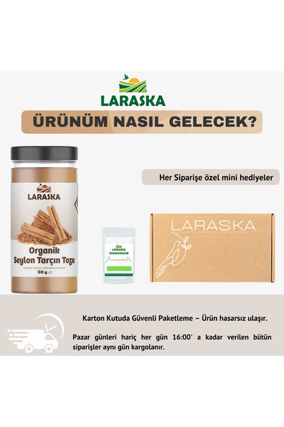 Laraska Organik Organik Seylan - Seylon Tarçın Toz 50g - Organic Ceylon Cinnamon Powder 50g- Organically Certified
