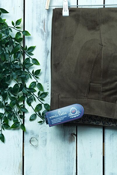 wontilotte Ανδρικό βελούδινο παντελόνι Χακί - Luxury Classic Series