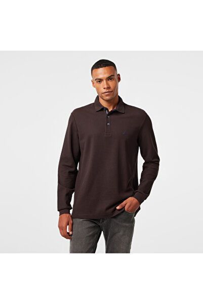 Nautica Erkek Kahverengi Uzun Kollu Polo Yaka T-Shirt