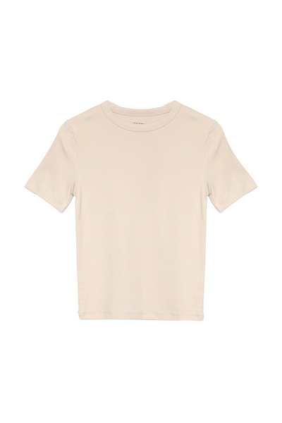 Quzu Ribbed Basic T-Shirt 3 Pack Black/Ecru/Beige