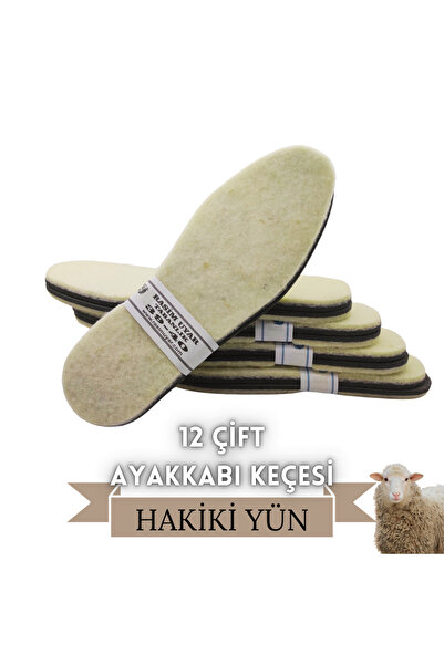 Rasim Uyar 12 Çift Hakiki Yün Termal Ayakkabı Keçesi - Kışlık Sıcak Tutan Tab...