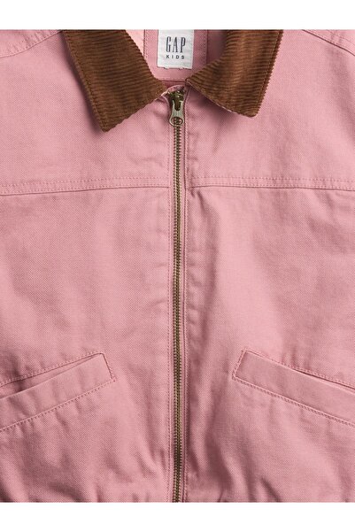 GAP Kız Çocuk Açık Pembe Canvas Relaxed Bomber Ceket