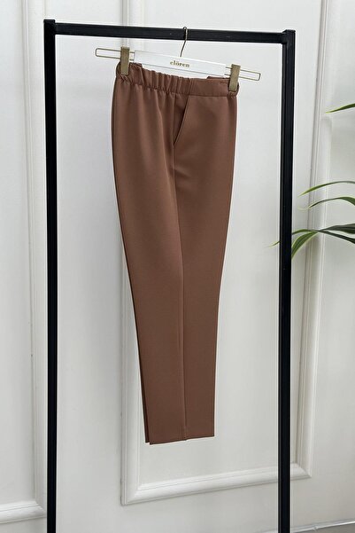 MAKYAJ Dar Paça Model Kadın Pantolon Koyu Vizon 1309