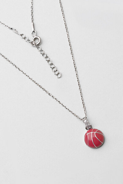 So CHIC... Basketbol Topu 18 Ayar Beyaz Altın Kaplama 33 Cm Gümüş Çocuk Kolyesi