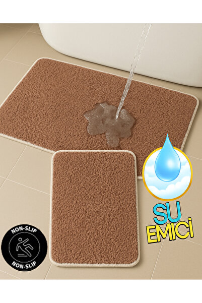 Carpetella Μαλακό βελούδινο χαλάκι μπάνιου 50x60 - 60x90cm Αντιολισθητικό σετ χαλιών μπάνιου που απορροφά το νερό