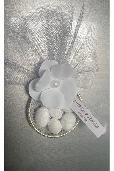 MydesignsK G 10 Adet Süslemeli Halka Şekerleme Magnetli Nikah Nişan Söz Düğün...