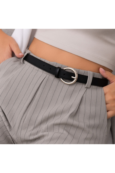 GLOW LUXE Stylish Black Buckle Women's Belt 105 cm