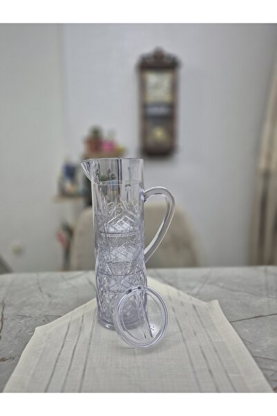 Avantaj Kapıda Acrylic 1.5L Jug 5 Piece Glass Set • Unbreakable Refrigerator Compatible Transparent Water Soft Drink Set