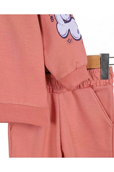 Egelite Girls' Back Printed Sweatshirt and Cargo Pocket Tracksuit Bottoms 6-7-8-9-10 Years Old Tracksuit Set