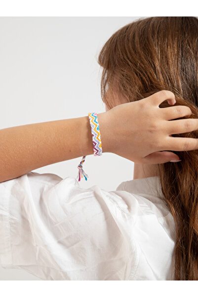 Bidüğüm Unisex Renkli Zikzak Dokuma Arkadaş Bilekliği - El Emeği, Ayarlanabil...