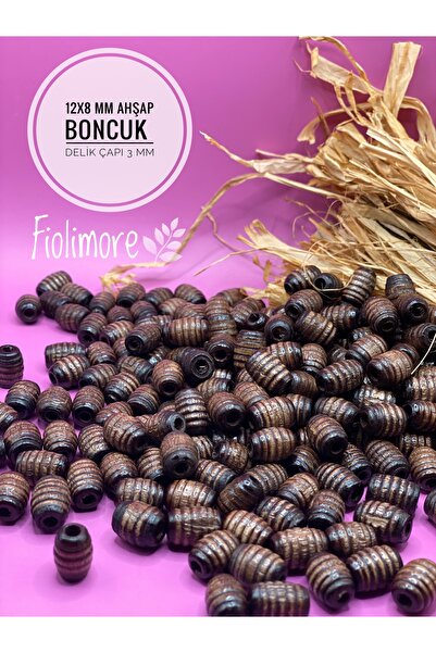 Fiolimore 12x8 Mm Kahverengi Oval Makarna Ahşap Boncuk Burgulu Kovan(50GRAM 1...