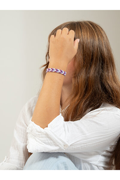 Bidüğüm سوار صديق ملون محبوك يدويًا بزخارف مثلثة - ألوان دائمة