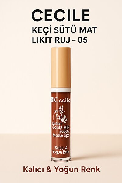 Cecile Keçi Sütlü Likit Mat Ruj – 05 Kalıcı, Nemlendirici ve Yoğun Renkli Dud...
