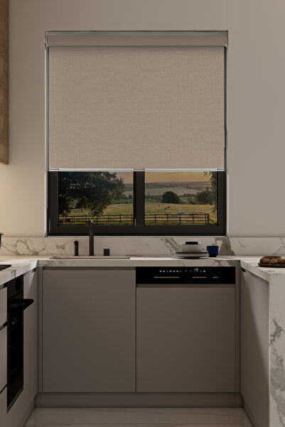 Aguila Home Mat Koyu Krem Güneşlik Stor Perde, Güneşlik Perde, Alüminyum Kasa...