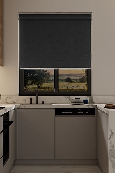 Aguila Home Mat Siyah Güneşlik Stor Perde, Güneşlik Perde, Alüminyum Kasa, Me...