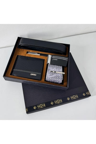 velve Set pentru barbati JESOU COLLECTION, cutie cu portofel, cravata cu ac, ...