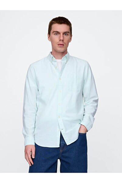GAP Erkek Açık Mavi Standart Fit Oxford Gömlek