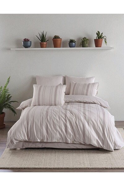 Online Home Market Natural Cotton Double Duvet Cover Set (6 Pillowcases)
