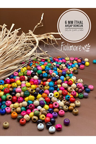 Fiolimore 6 мм вносни цветни дървени мъниста (25 г, 240 броя) Чанта Гривна Би...