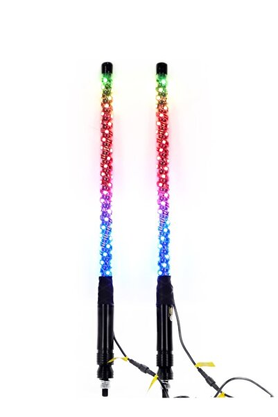 Raffine 1 Pair 150 cm Long 360° Spiral Whip Lights Multicolor and Modes RGB LED Lights Side By Side With Wi
