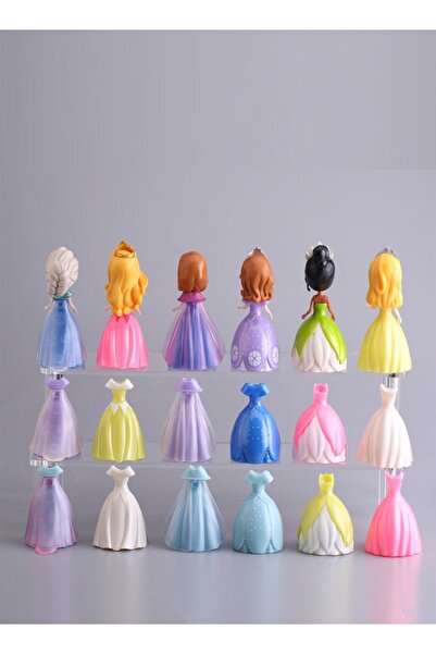 Raffine 18 Pieces Disney Action Figures Princess Dolls and Dresses Set in Vibrant Colors for Kids