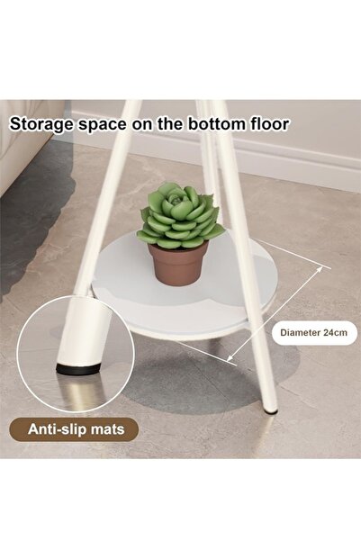 Raffine 2-Tiers Modern Design End Table Round Side Table with Tempered Glass Top and Metal Legs Small Accent